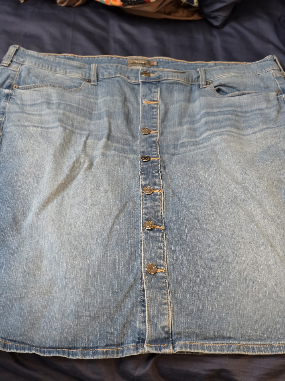 torrid Light Wash Button-Front Denim Midi Skirt